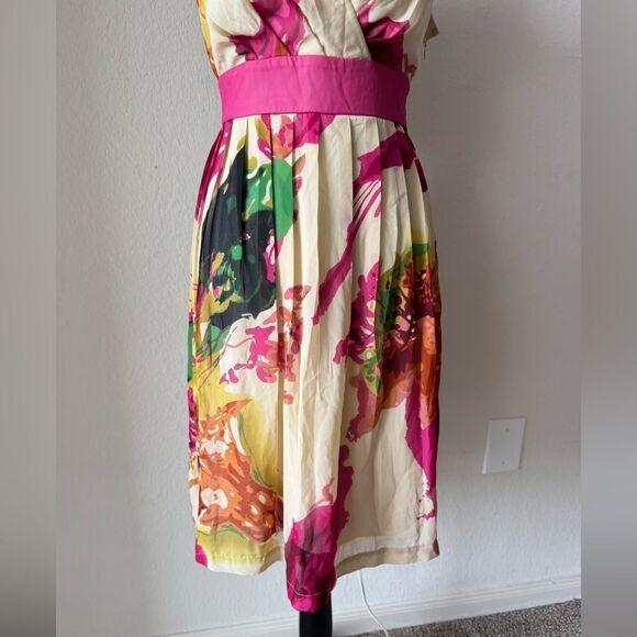 Jonathan Martin Petites Floral Midi Dress 10P Belted V-Neck Cap Sleeve Y2K Fairy - Picture 3 of 7
